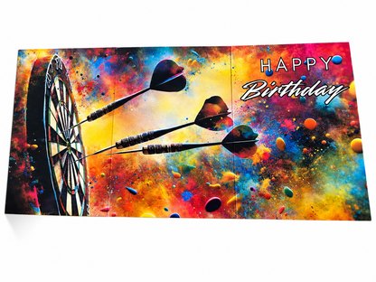 Darts Birthday Card Eco Friendly Trifold Self Sealing Keepsake Card