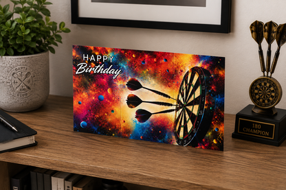 Darts Birthday Card Eco Friendly Trifold Self Sealing Keepsake Card