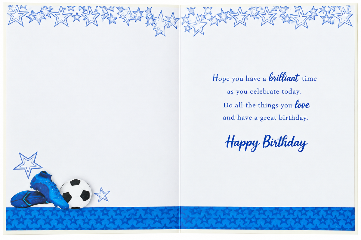 Inside verse of grandson football birthday card