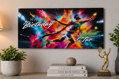 Tennis Birthday Card Eco Friendly Trifold Self Sealing Keepsake Card