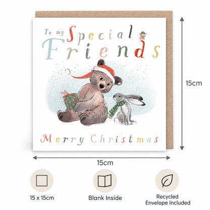 Paper Shed Special Friends Christmas Card – Bear, Hare & Mouse