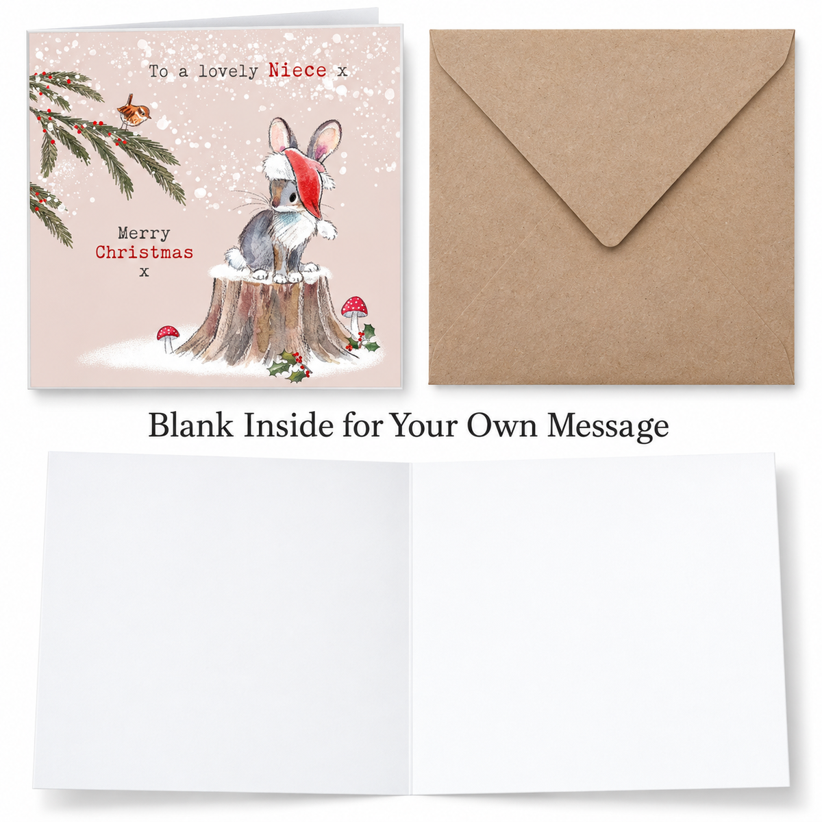 Paper Shed Lovely Niece Christmas Card – Festive Rabbit