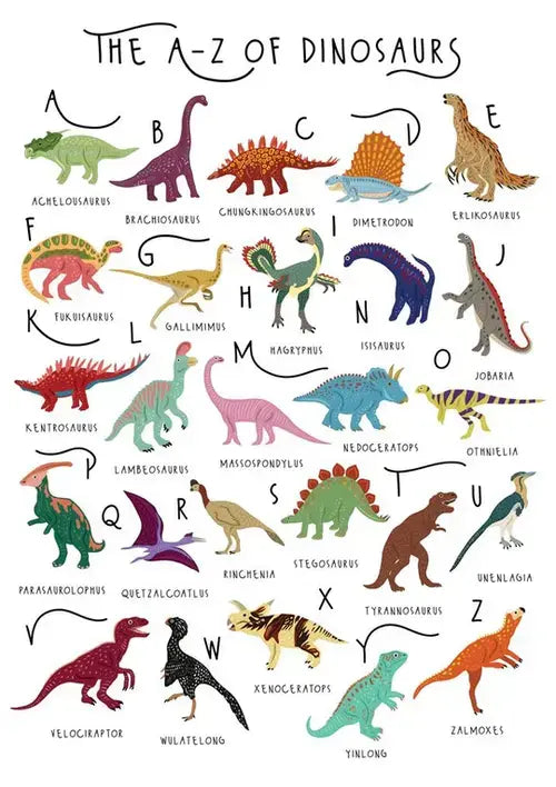 Blank Card for Men/Boys - General Male Card - The A-Z of Dinosuars