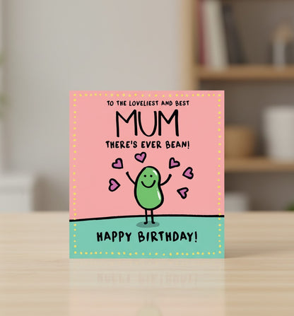 Lucilla Lavender Best Mum Birthday Card | Funny Human Bean Greeting Card