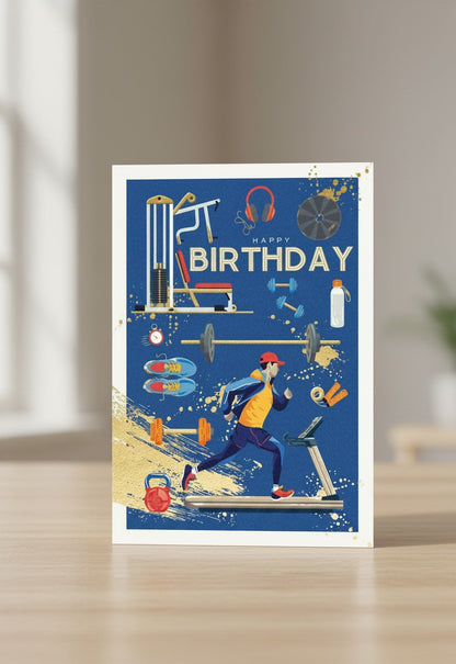 Abacus Happy Birthday Gym & Fitness Card | Premium Gold Foil Birthday Card