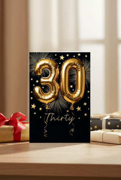 Abacus 30th Birthday Card | Luxury Gold Foil Balloon Birthday Card | Premium Milestone Greeting Card