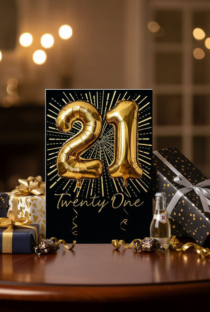 Abacus 18th Birthday Card | Luxury Gold Balloon Design