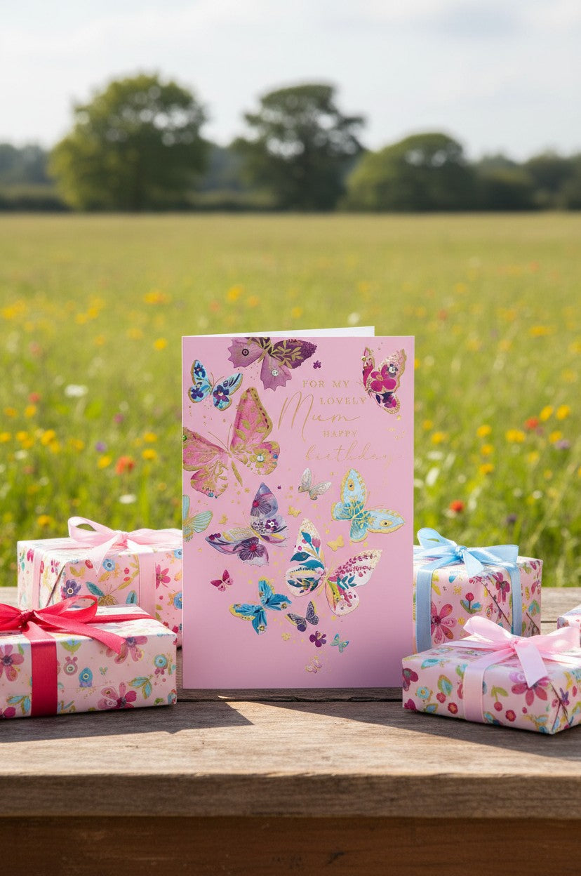 Lovely Mum Birthday Card | Luxury Butterfly Birthday Card by Abacus