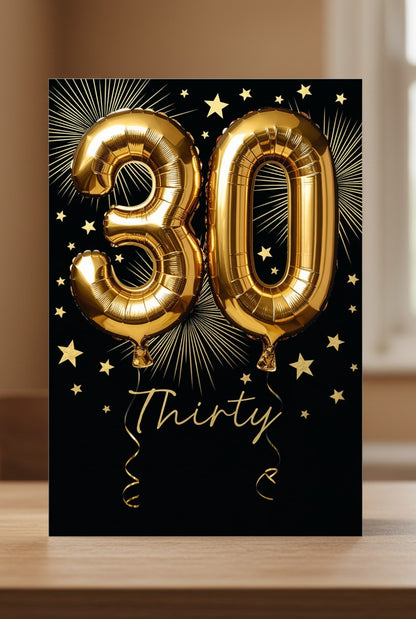 Abacus 30th Birthday Card | Luxury Gold Foil Balloon Birthday Card | Premium Milestone Greeting Card