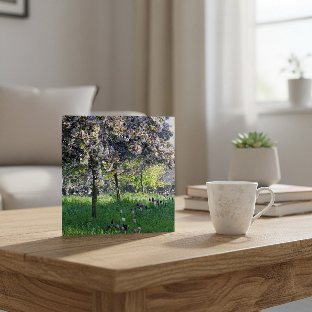 BBC Gardeners' World Crab Apples & Tulips Blank Greeting Card | Abacus Cards