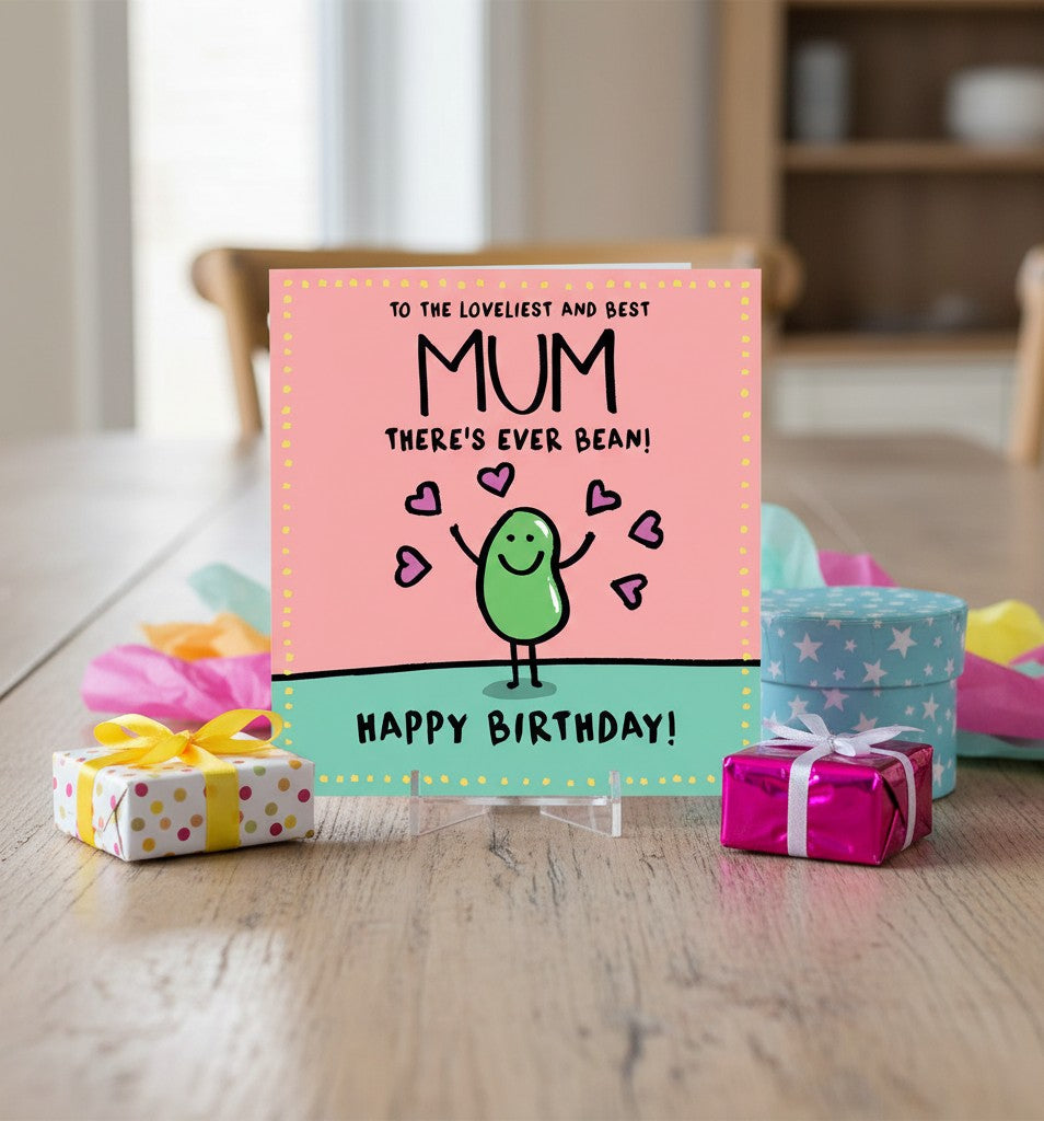 Lucilla Lavender Best Mum Birthday Card | Funny Human Bean Greeting Card