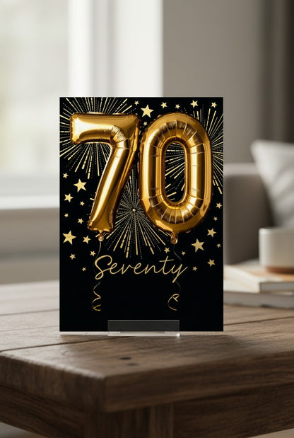 Abacus 70th Birthday Card | Luxury Gold Foil Balloon Milestone Birthday Card