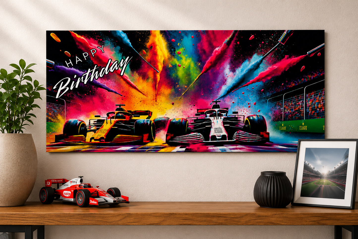 Racing Car Birthday Card Eco Friendly Trifold Self Sealing Keepsake Card