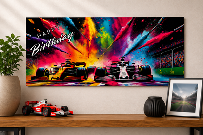 Racing Car Birthday Card Eco Friendly Trifold Self Sealing Keepsake Card