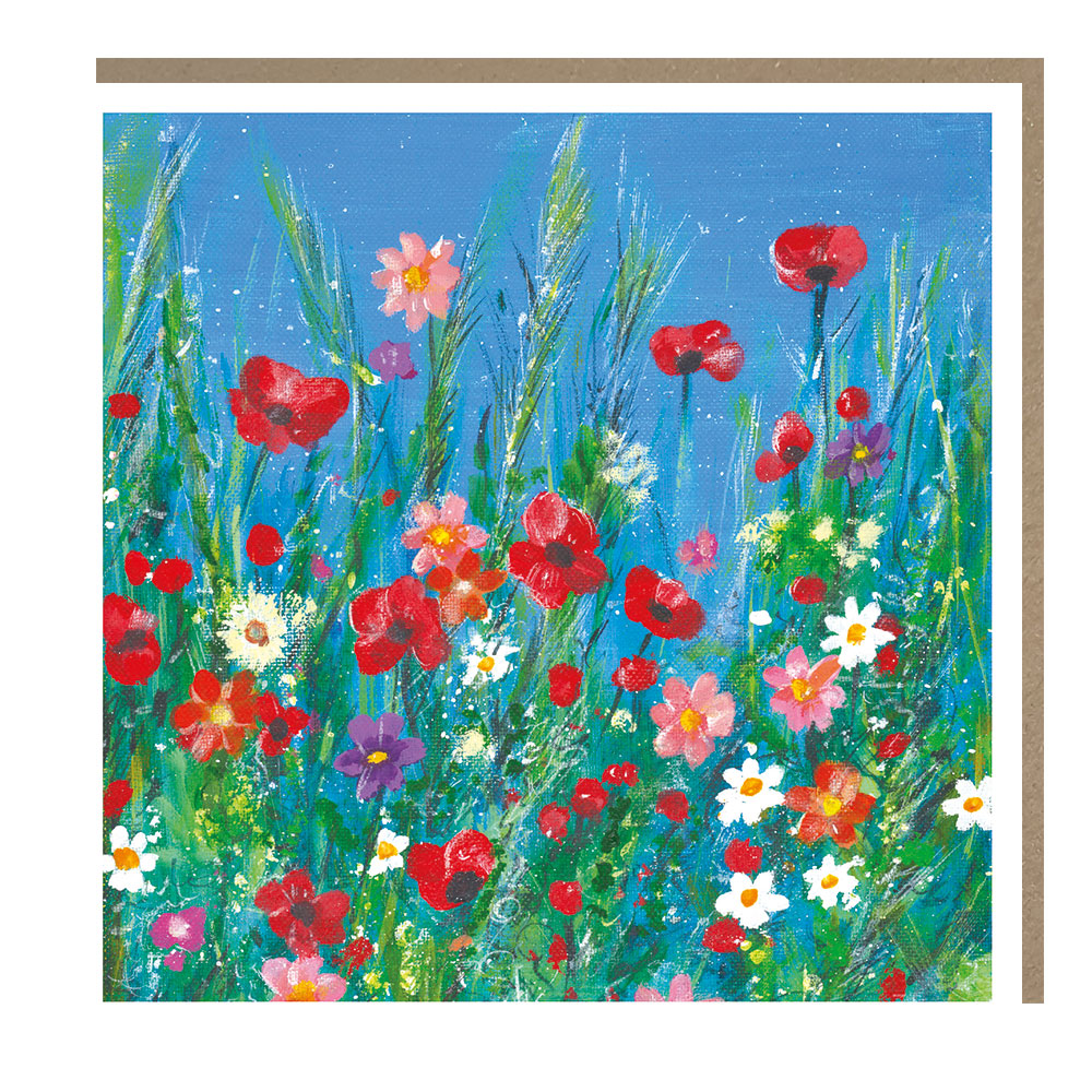 Poppy Meadow Blank Greeting Card – Tracks Pankhurst Gallery