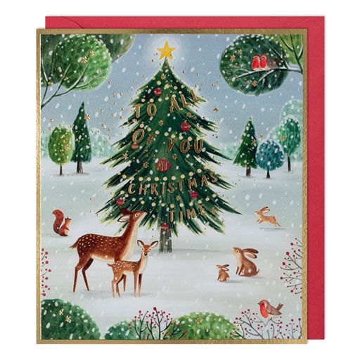 Original To All of You Paperlink Christmas card front with red envelope