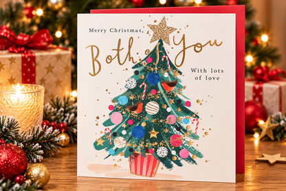 Paperlink Both of You Christmas card styled with festive lights and presents