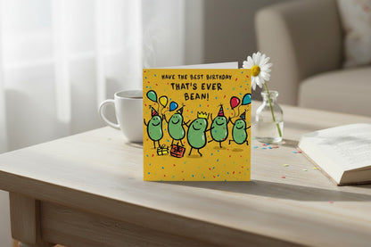 Funny Birthday Card – "That's Ever Bean!" Bean Pun Birthday Greeting Card