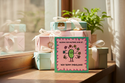 Funny Birthday Card – "You Bean Fabulous!" Humorous Birthday Greeting Card