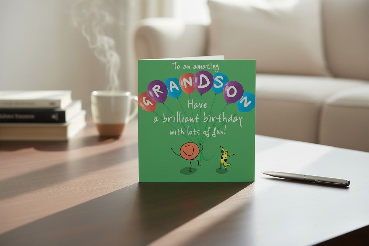 Grandson Birthday Card | Colourful Happy Birthday Card for an Amazing Grandson
