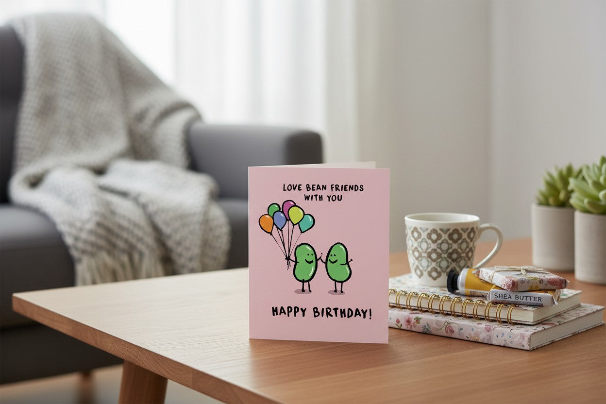 Love Bean Friends With You Funny Birthday Card | Cute Friendship Birthday Card