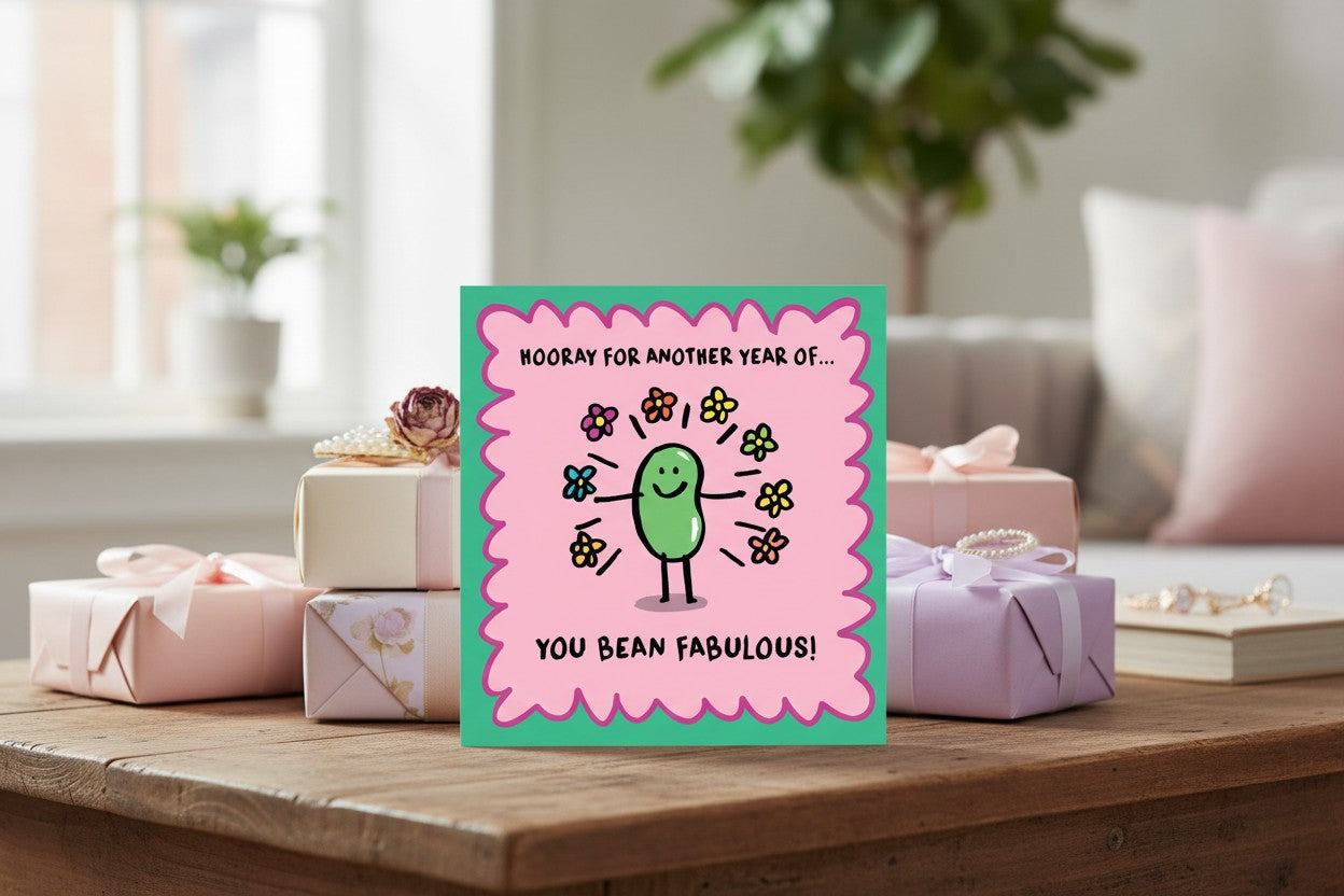 Funny Birthday Card – "You Bean Fabulous!" Humorous Birthday Greeting Card