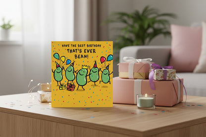 Funny Birthday Card – "That's Ever Bean!" Bean Pun Birthday Greeting Card