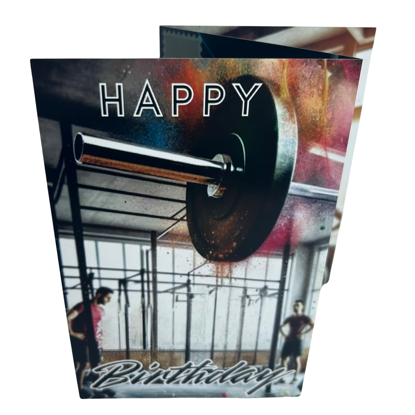 Push the Limit Gym Birthday Card – Fitness Weightlifting Trifold Birthday Card – Envelope Free Greeting Card