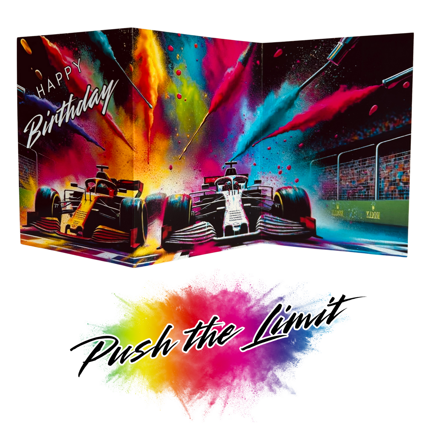 Racing Car Birthday Card Eco Friendly Trifold Self Sealing Keepsake Card