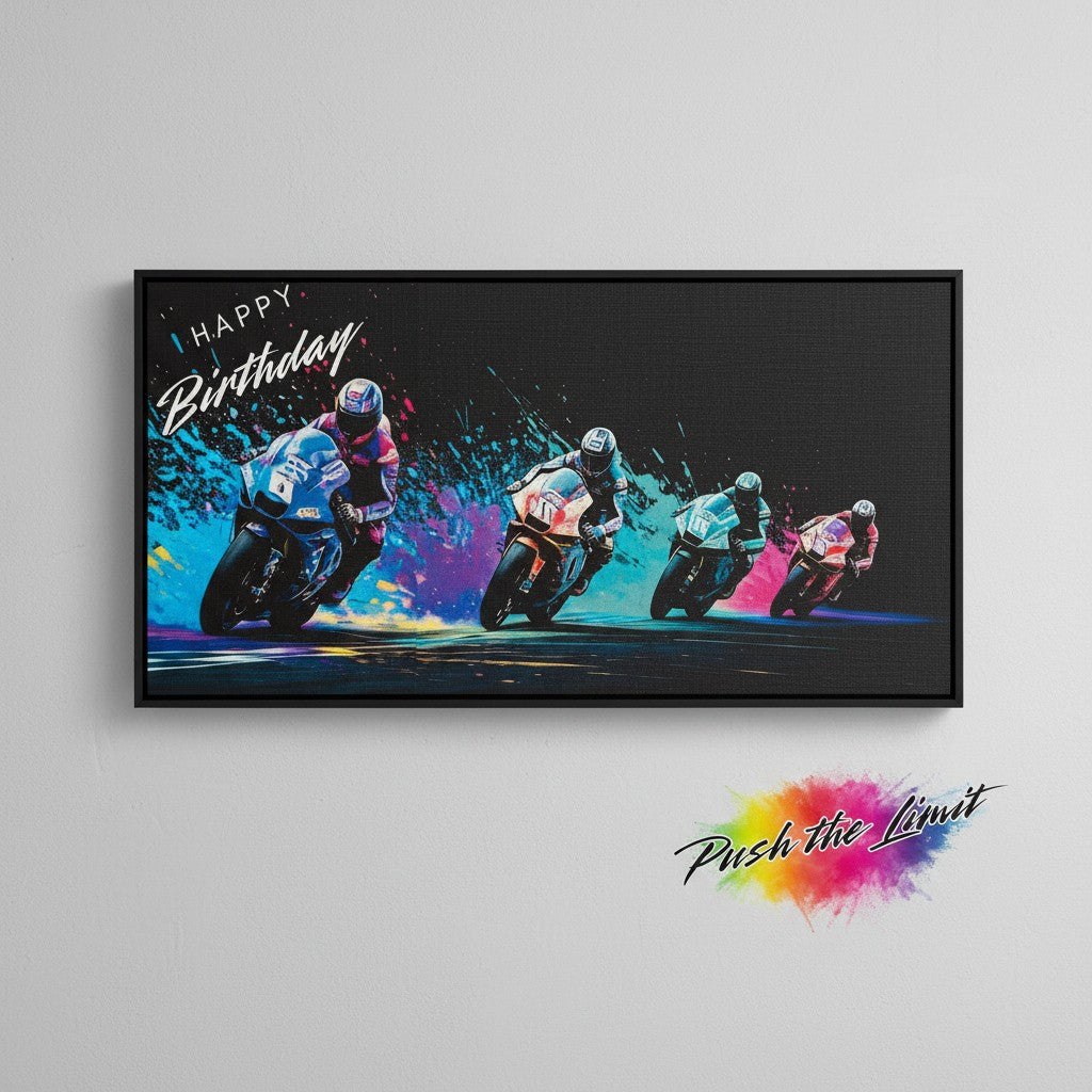 Bare Cards Push The Limit Superbikes Birthday Card – Trifold Envelope-Free Greeting Card