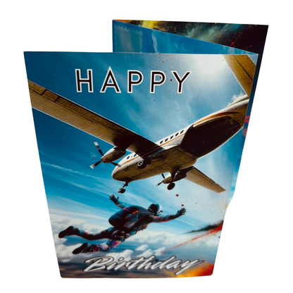 Bare Cards Skydiving Birthday Card – Trifold Keepsake Card & Gift In One