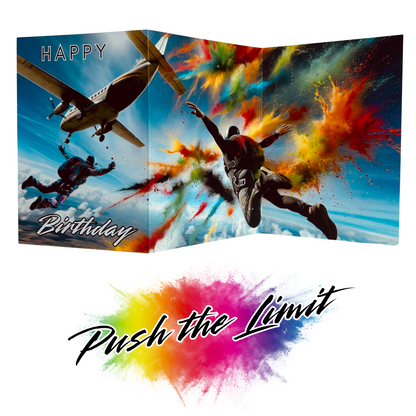 Bare Cards Skydiving Birthday Card – Trifold Keepsake Card & Gift In One