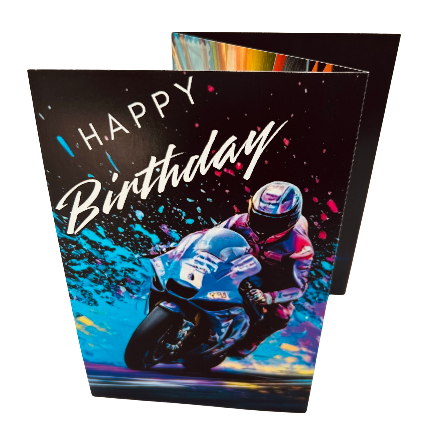 Bare Cards Push The Limit Superbikes Birthday Card – Trifold Envelope-Free Greeting Card