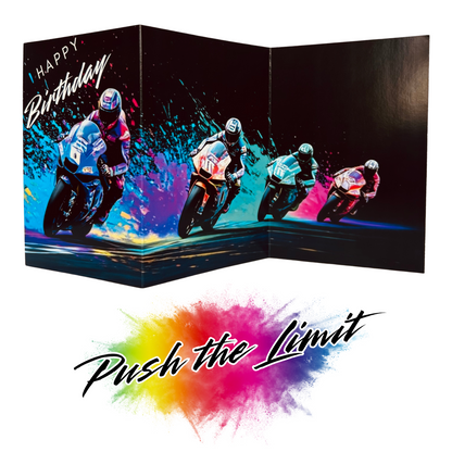 Bare Cards Push The Limit Superbikes Birthday Card – Trifold Envelope-Free Greeting Card