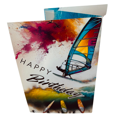 Bare Cards Windsurfing Birthday Card – Trifold Keepsake Card & Gift In One