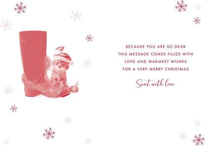 Goddaughter Christmas card inside showing printed heartfelt festive verse