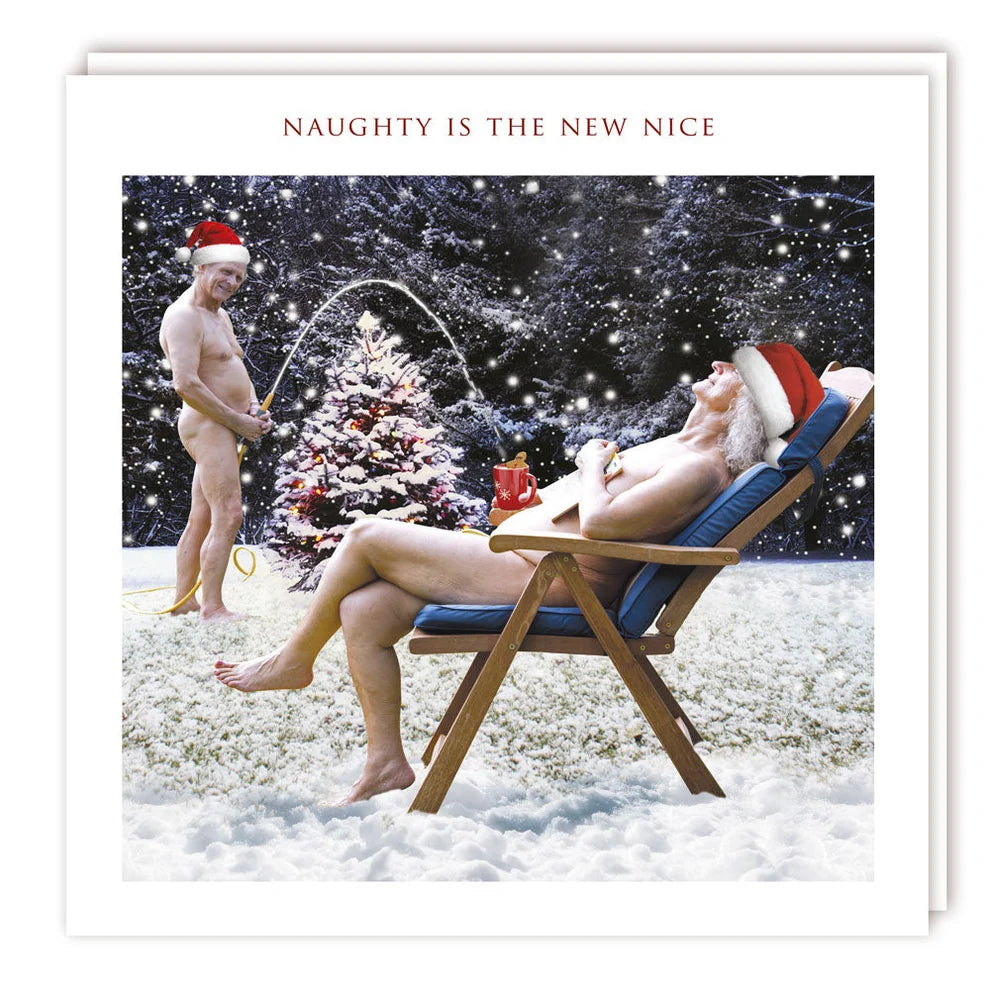 Naughty Is the New Nice funny Christmas card by Trackdarts – front design