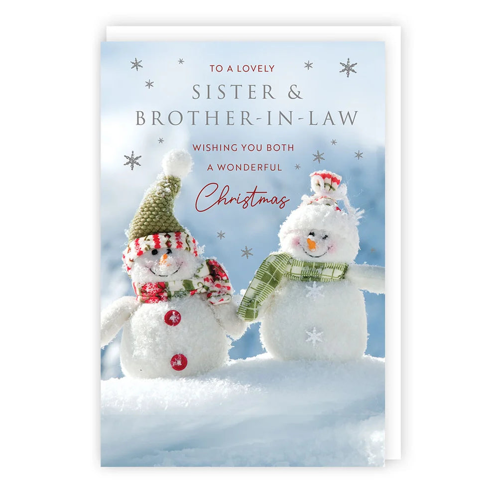 Tracks Publishing XS753 Sister and Brother-in-Law Christmas card with two snowmen