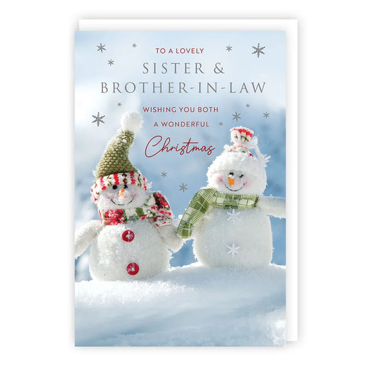 Tracks Publishing XS753 Sister and Brother-in-Law Christmas card with two snowmen
