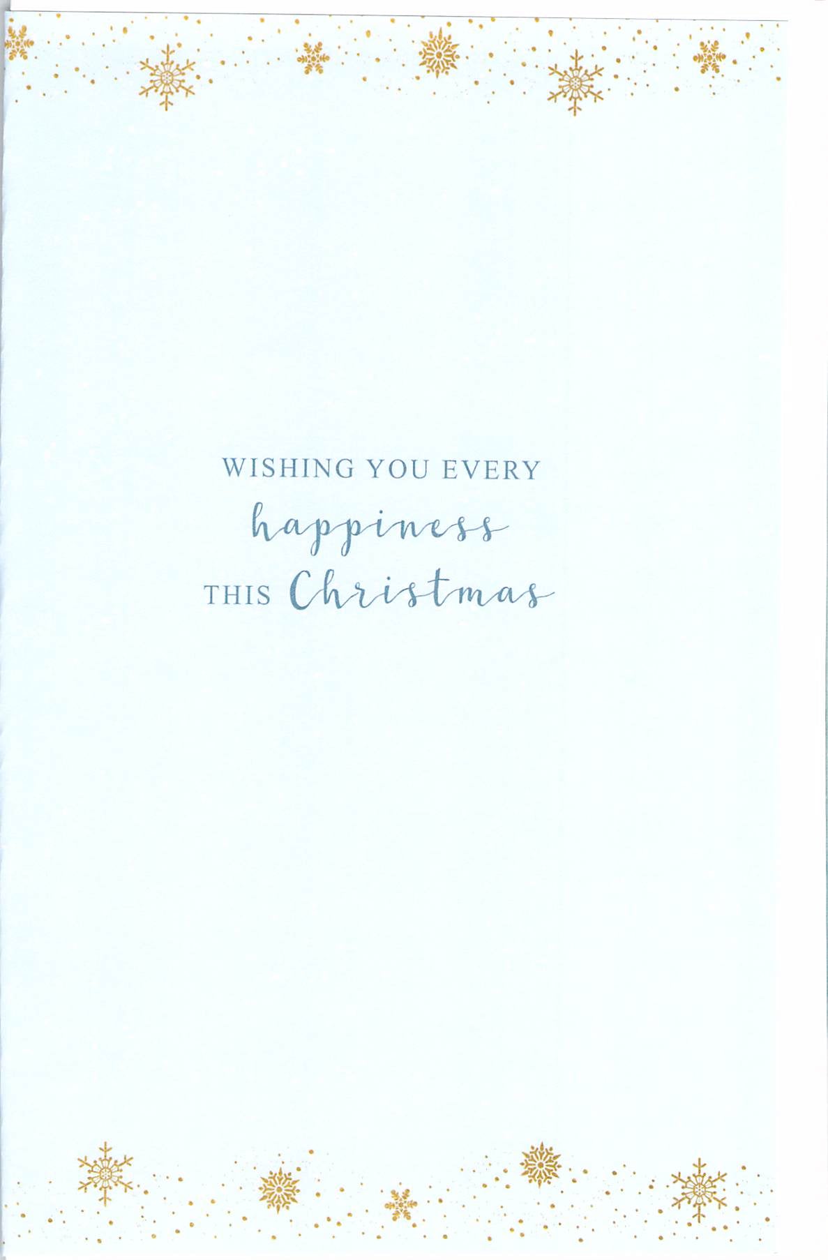 Inside of Abacus Special Little Boy Christmas card with message Wishing you every happiness this Christmas