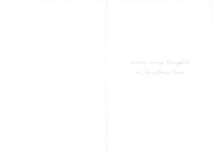 Inside of Abacus Thinking of You Christmas card with message Sending caring thoughts at Christmas time