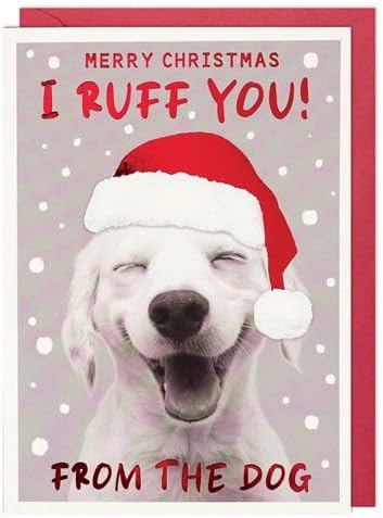 Paperlink I Ruff You From the Dog Christmas card with red envelope