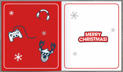 For Grandson Christmas Card – Gamer Reindeer “Game On”