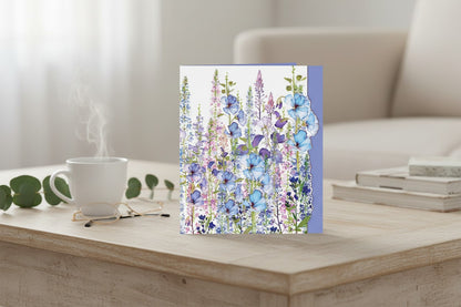 Nigel Quiney Floral Blank Card for Her – Blue & Lilac Flowers