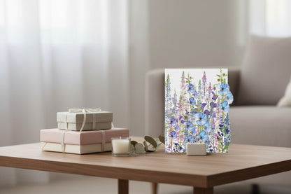 Nigel Quiney Floral Blank Card for Her – Blue & Lilac Flowers