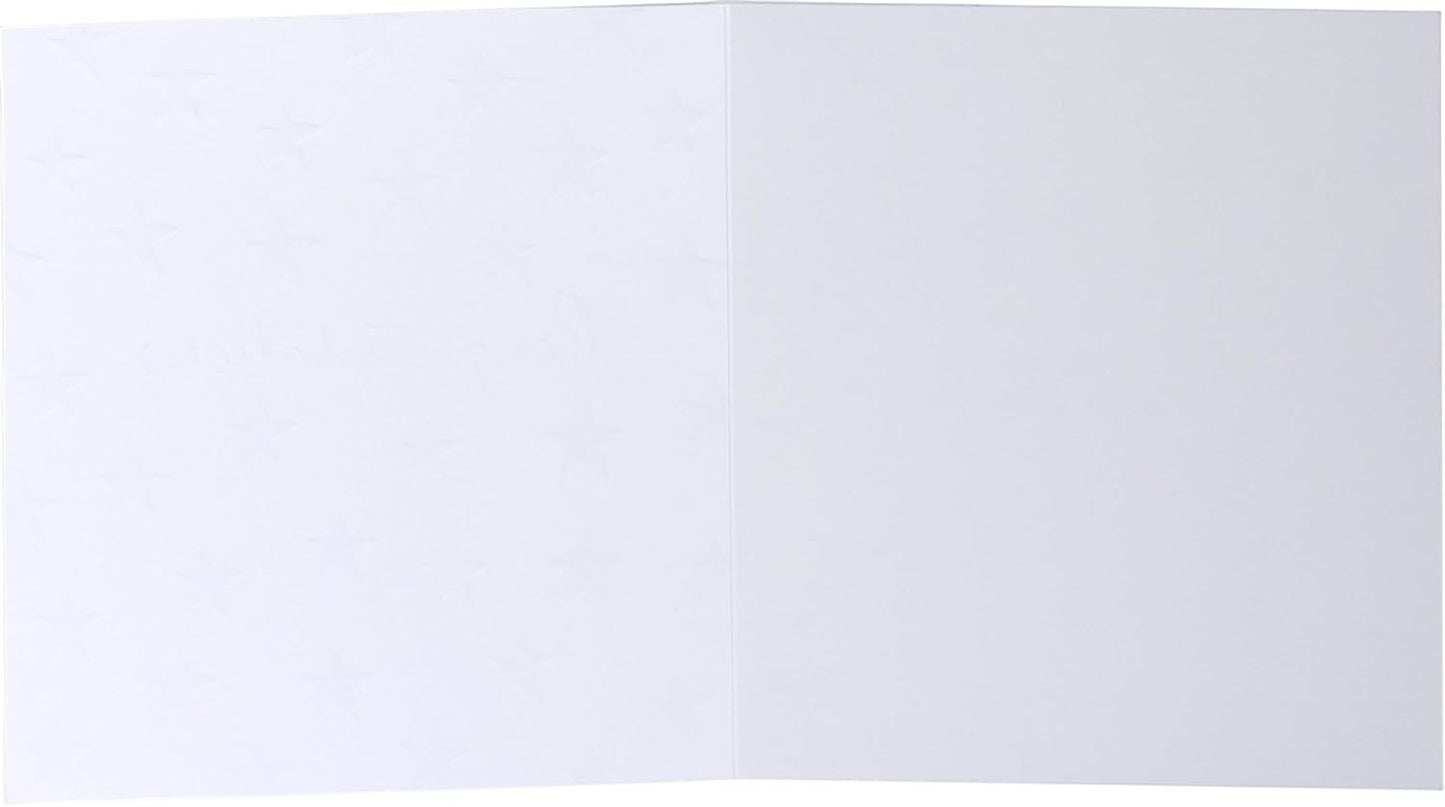 Made To Be Treasured congratulations card with colourful embossed stars on the front, blank inside.