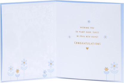 Made To Be Treasured New Home Luxury Laser Cut Congratulations Card with floral design and gold heart.