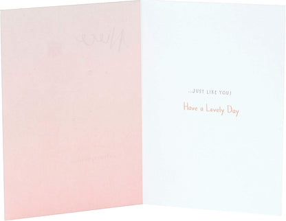 Made To Be Treasured niece birthday card with teddy bear and gifts, pink and white.