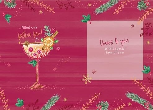 Inside Christmas greeting and festive cocktail artwork on Mum card
