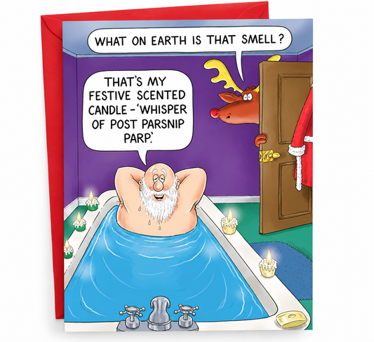 Paperlink funny Christmas card festive scented candle joke with envelope